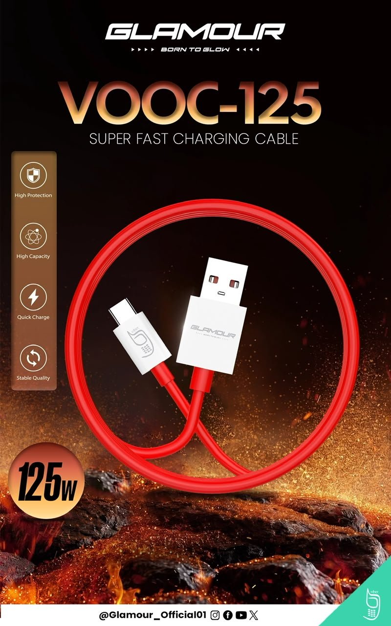 20 Glamour VOOC-125 125W Fast Charging Cable - Image 1
