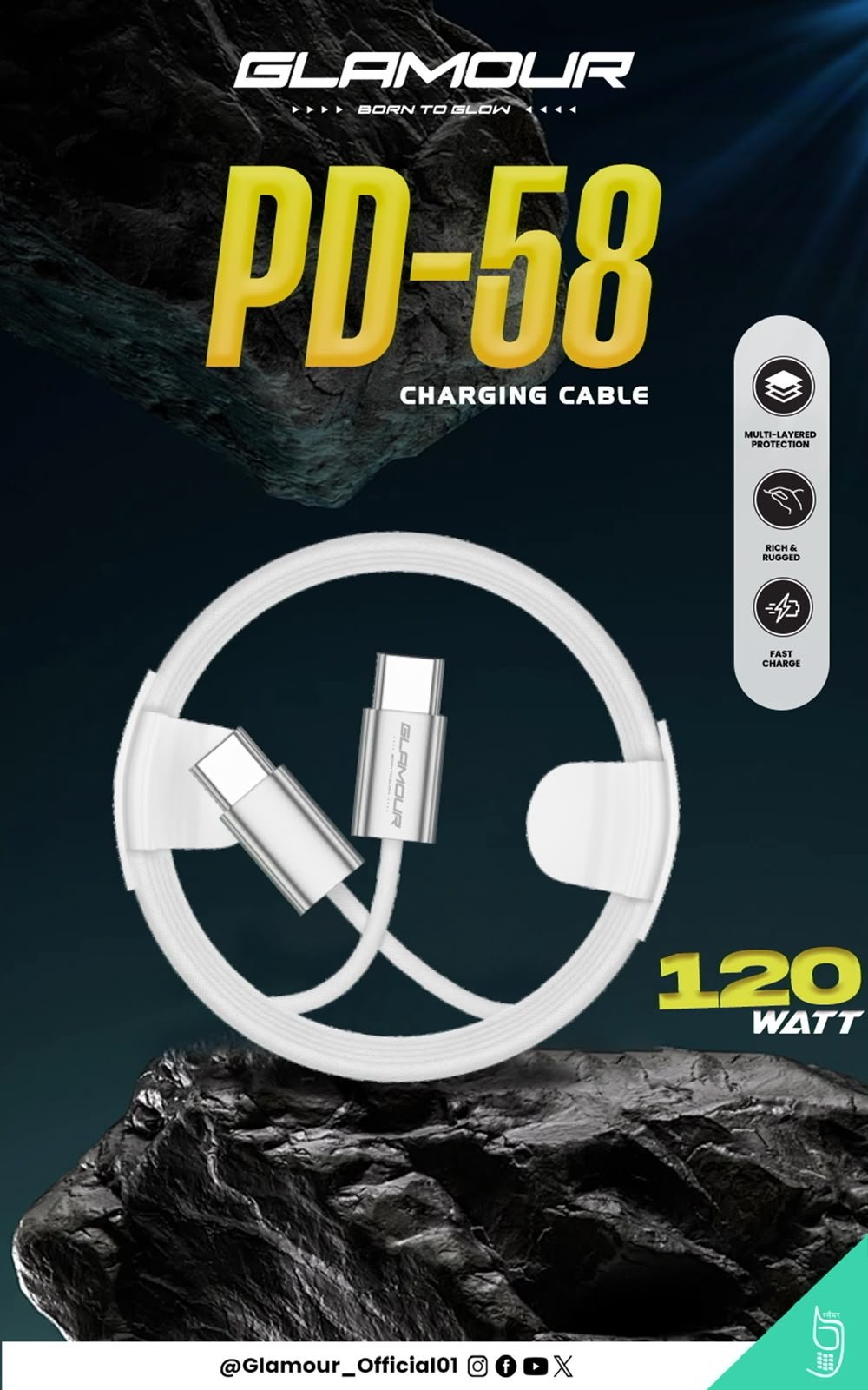 27 Glamour PD-58 120W Fast Charging Cable - Image 1